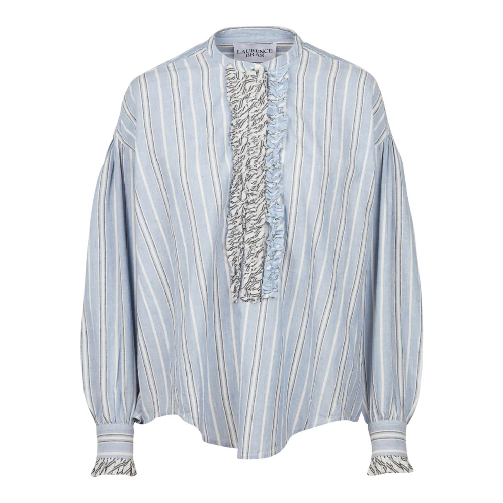 Laurence Bras Maggi Combo Stripe Cotton Blouse | Ruffle Detail